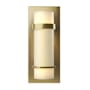 Hubbardton Forge Banded 12" Tall Wall Sconce with Customizable Glass Shade Modern Brass / Opal