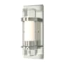 Hubbardton Forge Banded 12" Tall Wall Sconce Sterling / Opal and Seeded