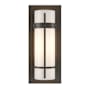 Hubbardton Forge Banded 12" Tall Wall Sconce with Customizable Glass Shade Dark Smoke / Opal