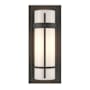 Hubbardton Forge Banded 12" Tall Wall Sconce with Customizable Glass Shade Natural Iron / Opal