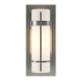 Hubbardton Forge Banded 12" Tall Wall Sconce with Customizable Glass Shade Vintage Platinum / Opal