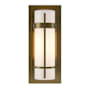 Hubbardton Forge Banded 12" Tall Wall Sconce with Customizable Glass Shade Soft Gold / Opal