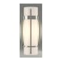Hubbardton Forge Banded 12" Tall Wall Sconce with Customizable Glass Shade Sterling / Opal