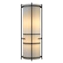 Hubbardton Forge Banded 2 Light 18" Tall Wall Sconce Dark Smoke / Ivory Art