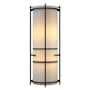 Hubbardton Forge Banded 2 Light 18" Tall Wall Sconce Natural Iron / Ivory Art