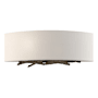 Hubbardton Forge Brindille 2 Light 6" Tall Wall Sconce with Customizable Fabric Shade Dark Smoke / Flax