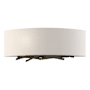 Hubbardton Forge Brindille 2 Light 6" Tall Wall Sconce with Customizable Fabric Shade Natural Iron / Flax