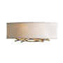 Hubbardton Forge Brindille 2 Light 6" Tall Wall Sconce with Customizable Fabric Shade Vintage Platinum / Flax