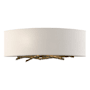 Hubbardton Forge Brindille 2 Light 6" Tall Wall Sconce with Customizable Fabric Shade Soft Gold / Flax
