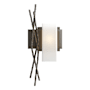 Hubbardton Forge Brindille 19" Tall Wall Sconce Dark Smoke / Opal
