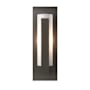 Hubbardton Forge Vertical Bar 15" Tall Wall Sconce with Customizable Glass Shade Dark Smoke / Opal