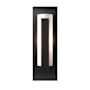 Hubbardton Forge Vertical Bar 15" Tall Wall Sconce with Customizable Glass Shade Black / Opal