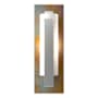 Hubbardton Forge Vertical Bar 15" Tall Wall Sconce with Customizable Glass Shade Vintage Platinum / Copper / Opal