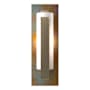 Hubbardton Forge Vertical Bar 15" Tall Wall Sconce with Customizable Glass Shade Soft Gold / Copper / Opal