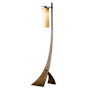 Hubbardton Forge Stasis 59" Tall Arc Floor Lamp Dark Smoke / Opal