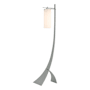 Hubbardton Forge Stasis 59" Tall Arc Floor Lamp Vintage Platinum / Opal
