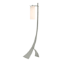 Hubbardton Forge Stasis 59" Tall Arc Floor Lamp Sterling / Opal Glass