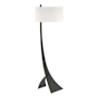 Hubbardton Forge Stasis 59" Tall Arc Floor Lamp Black / Natural Anna