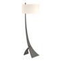 Hubbardton Forge Stasis 59" Tall Arc Floor Lamp Natural Iron / Flax