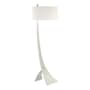 Hubbardton Forge Stasis 59" Tall Arc Floor Lamp Vintage Platinum / Natural Anna