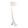 Hubbardton Forge Stasis 59" Tall Arc Floor Lamp Vintage Platinum / Flax