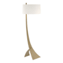 Hubbardton Forge Stasis 59" Tall Arc Floor Lamp Soft Gold / Natural Anna