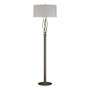 Hubbardton Forge Brindille 61" Tall Buffet Floor Lamp with Customizable Fabric Shade Dark Smoke / Flax