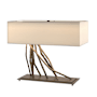 Hubbardton Forge Brindille 2 Light 17" Tall Novelty Table Lamp with Customizable Fabric Shade Dark Smoke / Flax