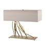 Hubbardton Forge Brindille 2 Light 17" Tall Novelty Table Lamp with Customizable Fabric Shade Modern Brass / Flax