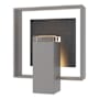 Hubbardton Forge Shadow Box 12" Tall Outdoor Wall Sconce Coastal Burnished Steel / Slate / Clear