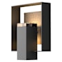 Hubbardton Forge Shadow Box 12" Tall Outdoor Wall Sconce Coastal Black / Coastal Natural Iron / Clear