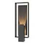 Hubbardton Forge Shadow Box 2 Light 22" Tall Outdoor Wall Sconce Coastal Natural Iron / Slate / Clear