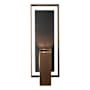 Hubbardton Forge Shadow Box 2 Light 22" Tall Outdoor Wall Sconce Coastal Bronze / Slate / Clear