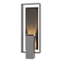 Hubbardton Forge Shadow Box 2 Light 22" Tall Outdoor Wall Sconce Coastal Burnished Steel / Slate / Clear