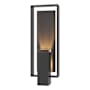 Hubbardton Forge Shadow Box 2 Light 22" Tall Outdoor Wall Sconce Coastal Black / Slate / Clear