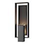 Hubbardton Forge Shadow Box 2 Light 22" Tall Outdoor Wall Sconce Coastal Natural Iron / Coastal Black / Clear