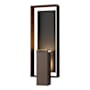 Hubbardton Forge Shadow Box 2 Light 22" Tall Outdoor Wall Sconce Coastal Bronze / Coastal Black / Clear