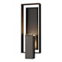 Hubbardton Forge Shadow Box 2 Light 22" Tall Outdoor Wall Sconce Coastal Dark Smoke / Coastal Black / Clear