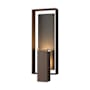 Hubbardton Forge Shadow Box 2 Light 22" Tall Outdoor Wall Sconce Coastal Bronze / Coastal Natural Iron / Clear