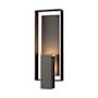 Hubbardton Forge Shadow Box 2 Light 22" Tall Outdoor Wall Sconce Coastal Dark Smoke / Coastal Natural Iron / Clear