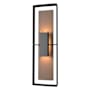 Hubbardton Forge Shadow Box 2 Light 34" Tall Outdoor Wall Sconce Coastal Black / Coastal Bronze / Clear