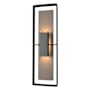 Hubbardton Forge Shadow Box 2 Light 34" Tall Outdoor Wall Sconce Coastal Black / Coastal Dark Smoke / Clear