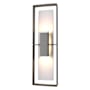 Hubbardton Forge Shadow Box 2 Light 34" Tall Outdoor Wall Sconce Coast Natural Iron / Coast Burnished Steel / Clear