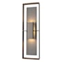Hubbardton Forge Shadow Box 2 Light 34" Tall Outdoor Wall Sconce Coastal Dark Smoke / Coastal Natural Iron / Clear