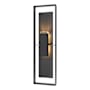 Hubbardton Forge Shadow Box 2 Light 45" Tall Outdoor Wall Sconce Coastal Black / Slate / Clear