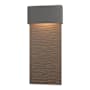 Hubbardton Forge Stratum 22" Tall LED Outdoor Wall Sconce Coastal Natural Iron / Dark Smoke