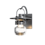 Hubbardton Forge Mason 10" Tall Outdoor Wall Sconce Coastal Burnished Steel / Clear