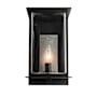 Hubbardton Forge Kingston 12" Tall Outdoor Wall Sconce Coastal Black / Translucent Vintage Platinum