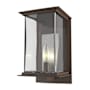 Hubbardton Forge Kingston 12" Tall Outdoor Wall Sconce Coastal Bronze / Translucent Vintage Platinum