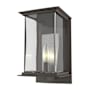 Hubbardton Forge Kingston 12" Tall Outdoor Wall Sconce Coastal Dark Smoke / Translucent Vintage Platinum